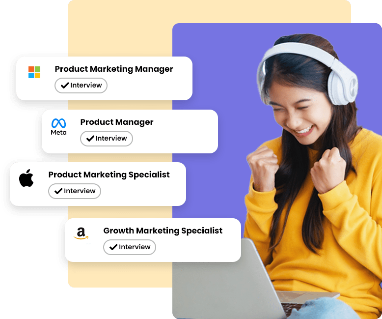 Happy user using AI-powered resume optimizer on her laptop